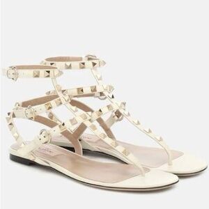 Valentino Rockstud White Gladiator Sandals